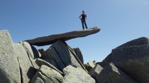 The famous Cantilever stone on the summit of Glyder Fawr